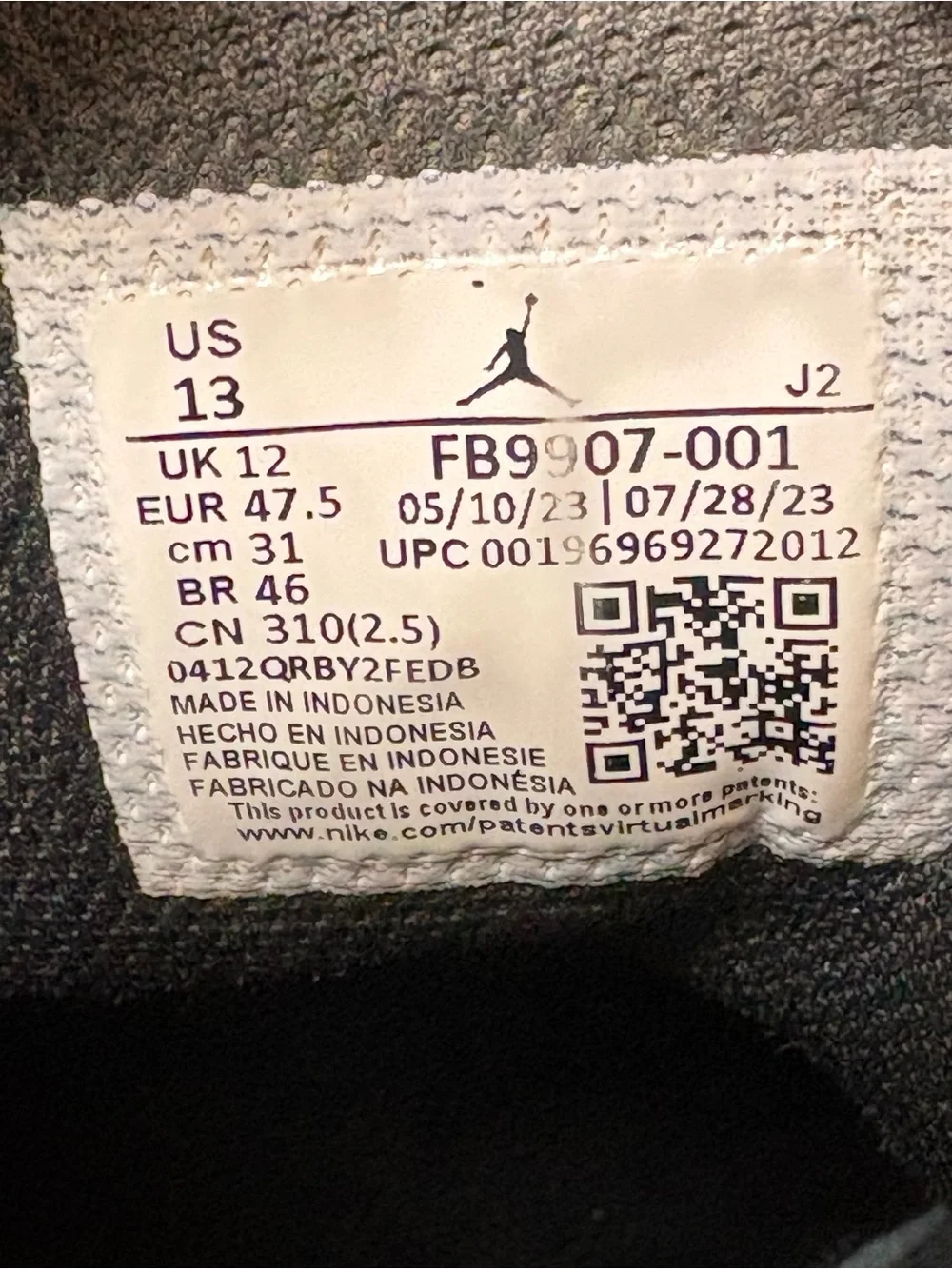Air Jordan 1 Low SE 'Black Elephant' FB9907-001 Size 13